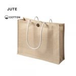 Laminierte Jute-Tasche mit geflochtenen Baumwollgriffen,